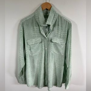 Equipment Green Blouse Silk Long Sleeve Button Front Plus Size 2X NWT